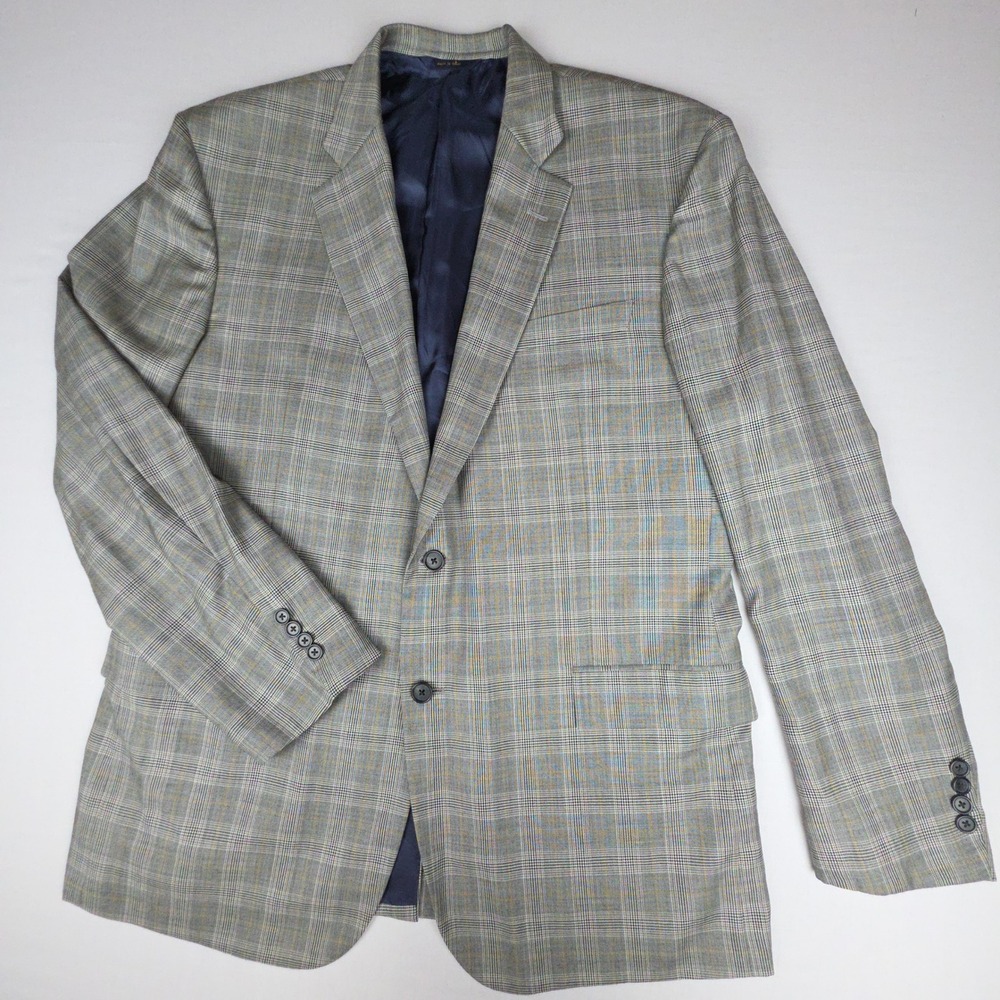Brooks Brothers 1818 Madison Wool Sport Coat Mens 46L Gray Plaid e.Thomas 130s